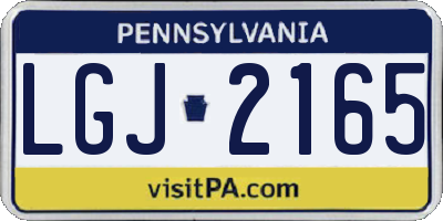 PA license plate LGJ2165