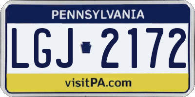 PA license plate LGJ2172