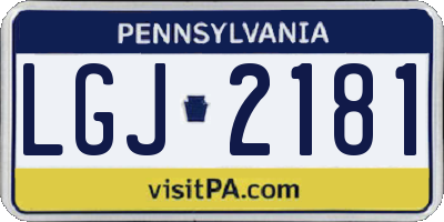PA license plate LGJ2181