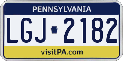 PA license plate LGJ2182