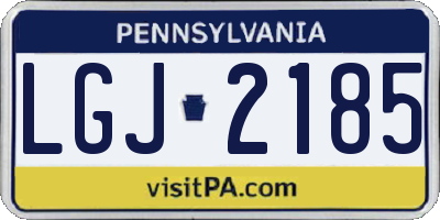 PA license plate LGJ2185