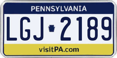 PA license plate LGJ2189