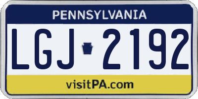 PA license plate LGJ2192
