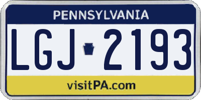PA license plate LGJ2193