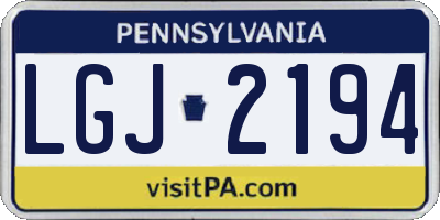 PA license plate LGJ2194