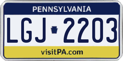 PA license plate LGJ2203