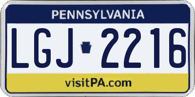 PA license plate LGJ2216
