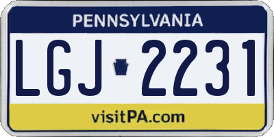 PA license plate LGJ2231