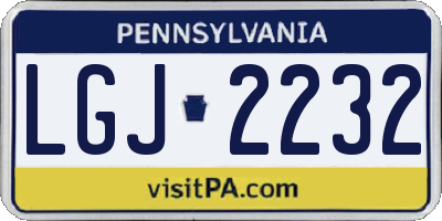 PA license plate LGJ2232