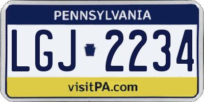 PA license plate LGJ2234