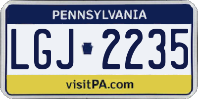 PA license plate LGJ2235