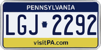 PA license plate LGJ2292