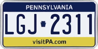 PA license plate LGJ2311
