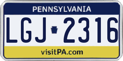 PA license plate LGJ2316