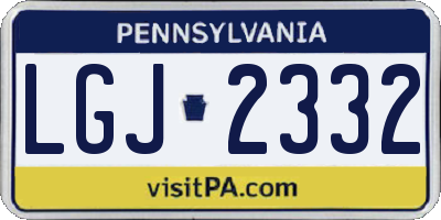 PA license plate LGJ2332