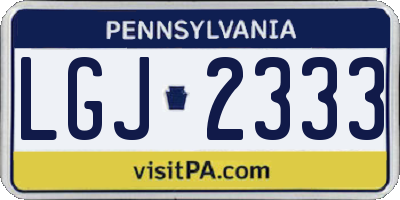 PA license plate LGJ2333