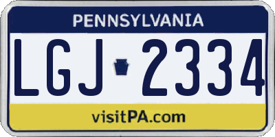 PA license plate LGJ2334