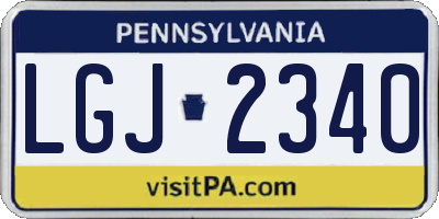 PA license plate LGJ2340