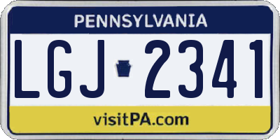 PA license plate LGJ2341