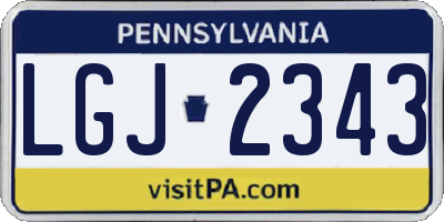 PA license plate LGJ2343