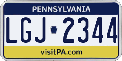 PA license plate LGJ2344
