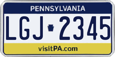 PA license plate LGJ2345