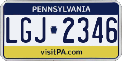 PA license plate LGJ2346