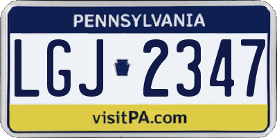 PA license plate LGJ2347