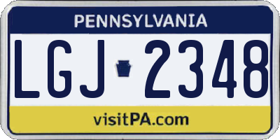 PA license plate LGJ2348