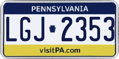 PA license plate LGJ2353