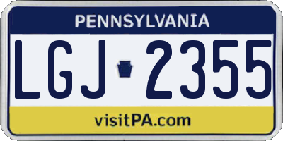 PA license plate LGJ2355