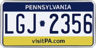 PA license plate LGJ2356