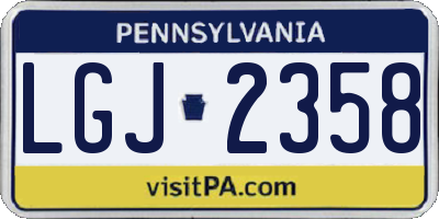 PA license plate LGJ2358