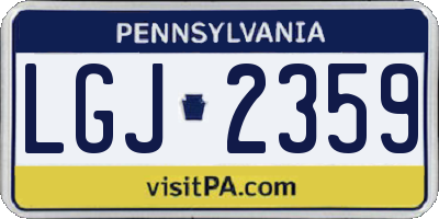 PA license plate LGJ2359