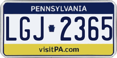 PA license plate LGJ2365