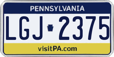 PA license plate LGJ2375