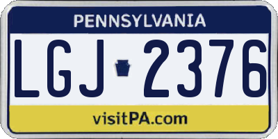 PA license plate LGJ2376