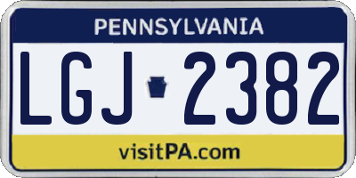 PA license plate LGJ2382