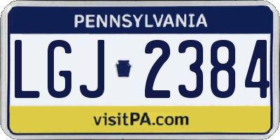 PA license plate LGJ2384