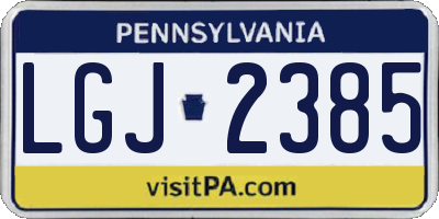PA license plate LGJ2385