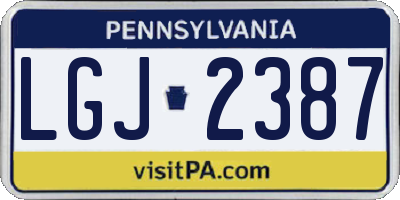 PA license plate LGJ2387