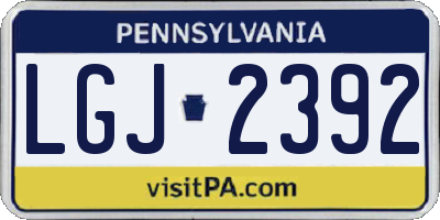 PA license plate LGJ2392