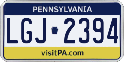 PA license plate LGJ2394