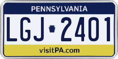 PA license plate LGJ2401