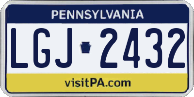 PA license plate LGJ2432