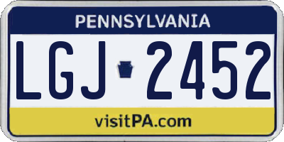 PA license plate LGJ2452