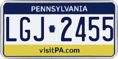 PA license plate LGJ2455