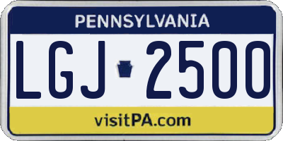 PA license plate LGJ2500