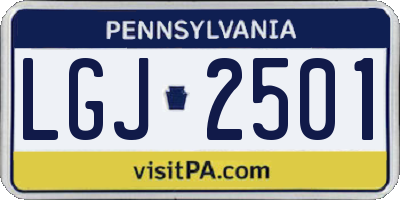PA license plate LGJ2501