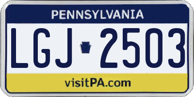 PA license plate LGJ2503